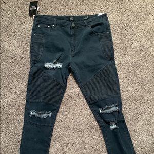 Mens Biker Jeans, fashion rips.